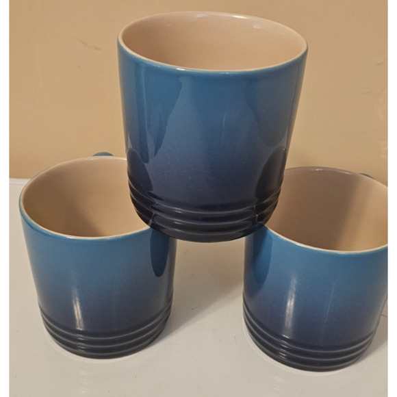 AZURE BLUE Ombre Le Creuset Second Choix Capp Coffee Tea Mug Cup 350ml x3 NEW - Picture 2 of 4